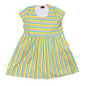 Copper Union Pastel Rainbow Ty Dress with Pockets